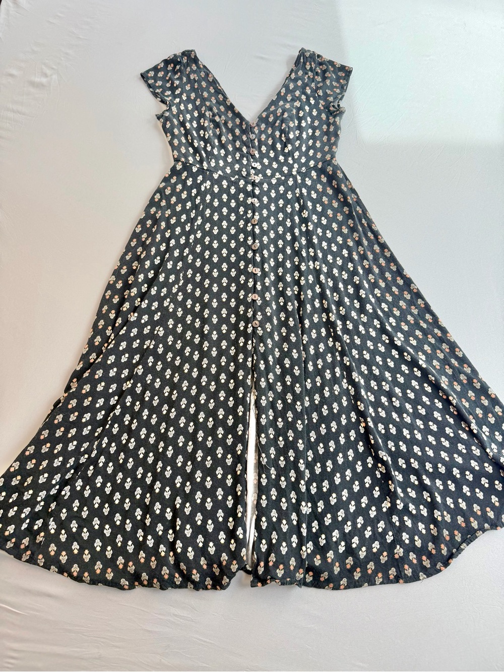 Urban Outfitters Floral Button Front Maxi Dress S/P Black Cottagecore
